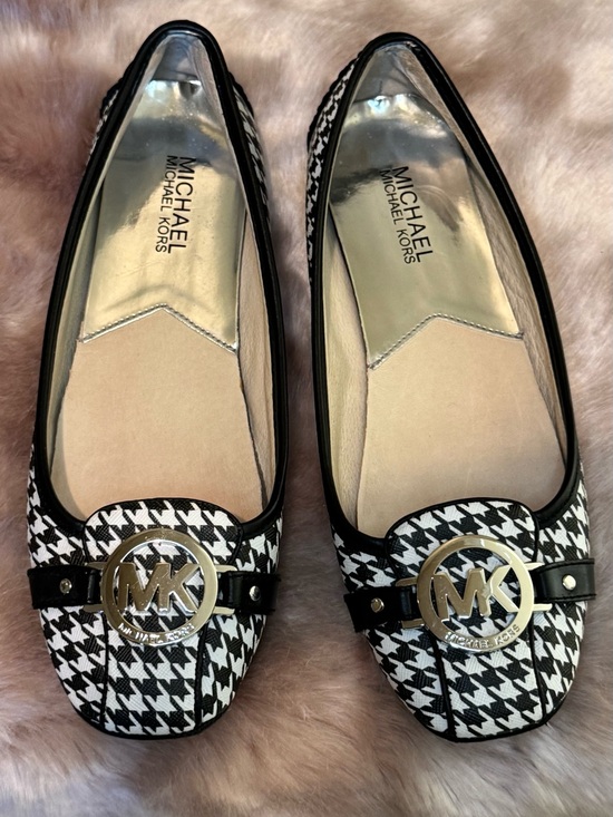 MICHAEL Michael Kors Shoes - MICHAEL Michael Kors Black & White Houndstooth Logo Loafers